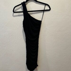 ASOS Black One-Shoulder Ruched Dress